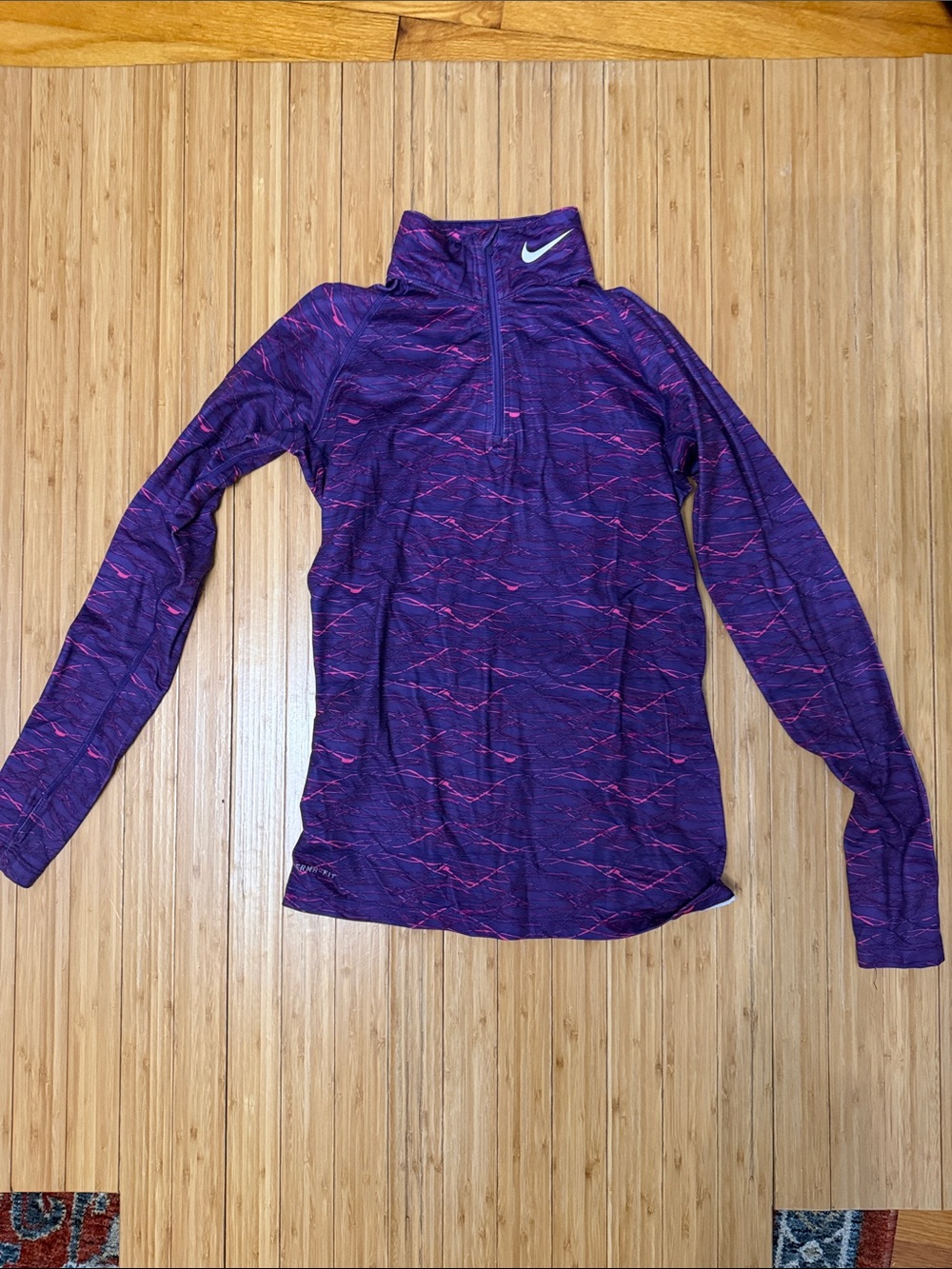 Nike Purple Long-Sleeve Dri-FIT Quarter-Zip Top with Pink Accents
